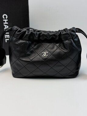 Chanel Quilted Drawstring Bucket Crossbody Bag